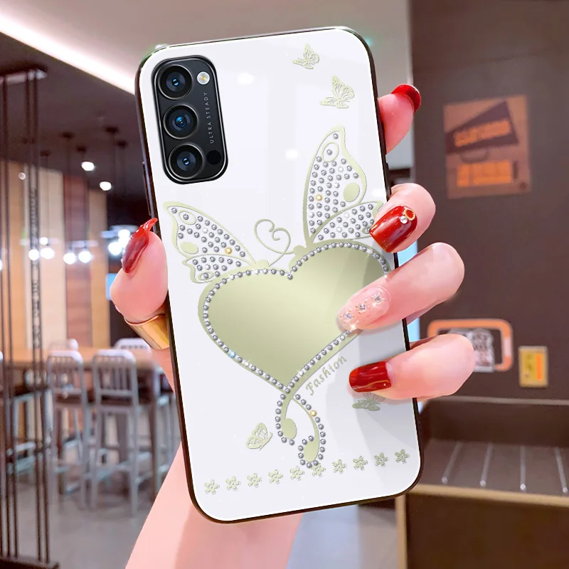 

Case for OPPO Reno 4 Pro 4G 5G Luxury Diamond Phone Cover forOPPO Reno 4 SE 2Z 2F 4Z 3 Ace 2 Soft Frame Mirror Capa