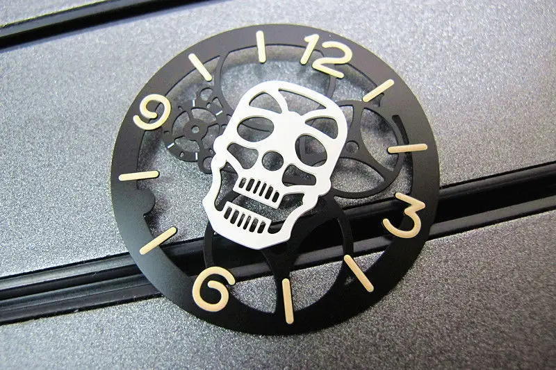 

38.9MM Black Sterile Dial Full Skull Skeleton Watch Dial Fit for ETA 6497 ST3600 Hand-Winding Movement Luminous Numerals For Men