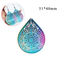 10pcslot big size 5140mm waterdrop shape charms stainless steels filigree stamping earring pendants