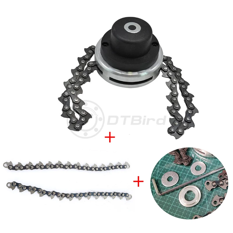 1Set Head and Chain Универсальный газонокосилка цепной триммер головка цепи кусторез для триммер садовый измельчитель для травы инструменты запасные части - Цвет: 1Set Head and Chain
