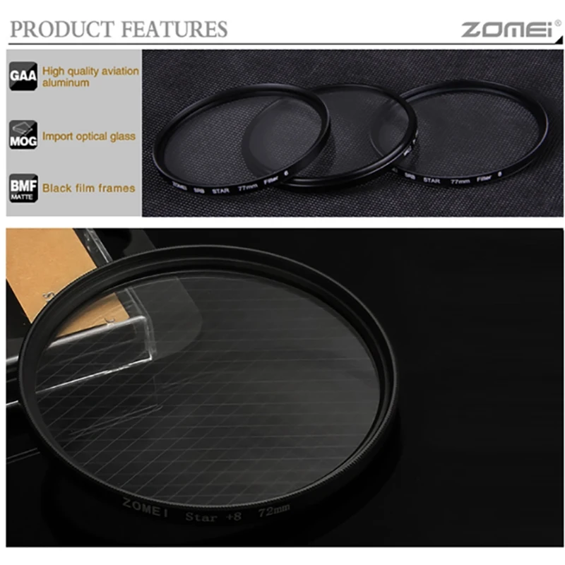 Фильтр для камеры Zomei Star Line Filter 4 6 8 Piont 40 5 49 52 55 58 62 67 72 77 82 мм DSLR камер Canon Nikon
