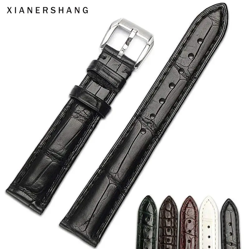 

Women Alligator Watch Band Genuine Leather Belt Crocodile Skin Strap 14MM 16MM 18MM 20MM Stainless Steel Pin Buckle Watchbands