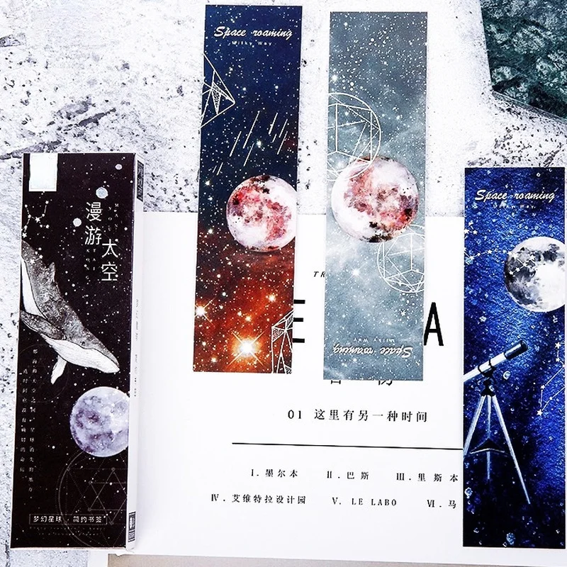 

30 pcs/box Dream Space constellation paper bookmark stationery bookmarks book holder message card school supplies papelaria