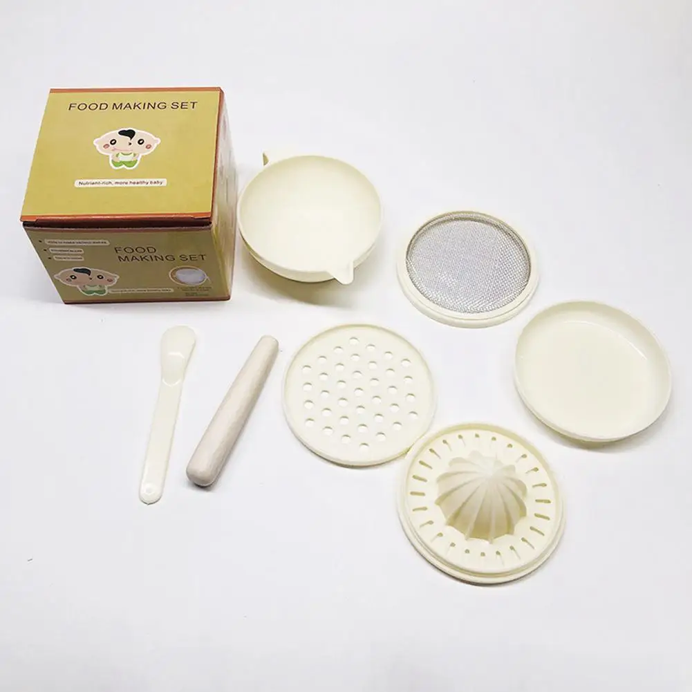

7 Pcs/Set High Quality Food Making Set Food Grade PP Multifunctional Grinding Cooking Masher For Baby Food Maker