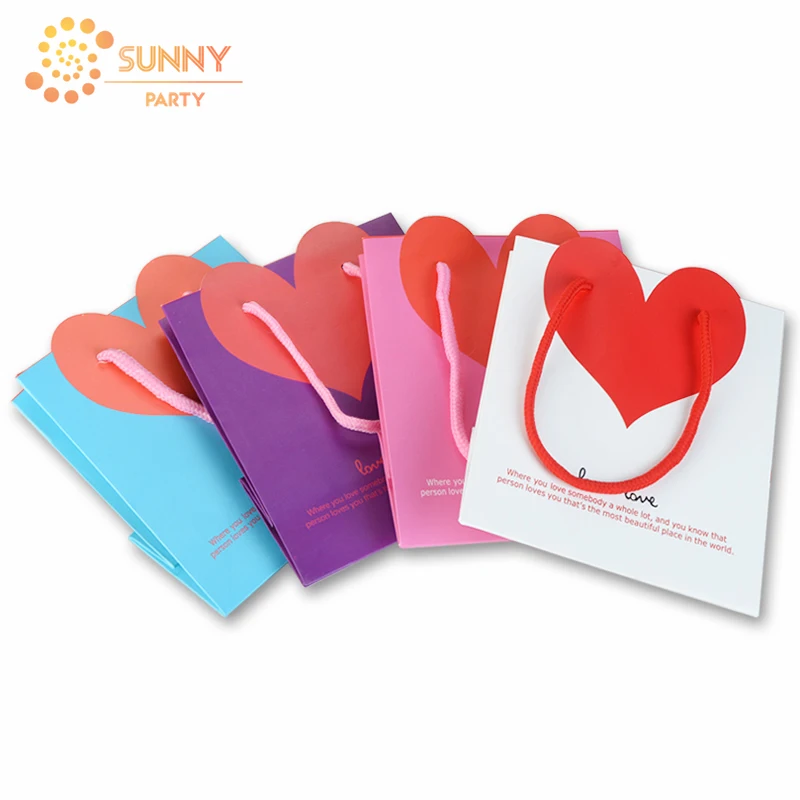 Мешки с красным сердцем бумажные пакеты S/M/L хозяйственная сумка признание