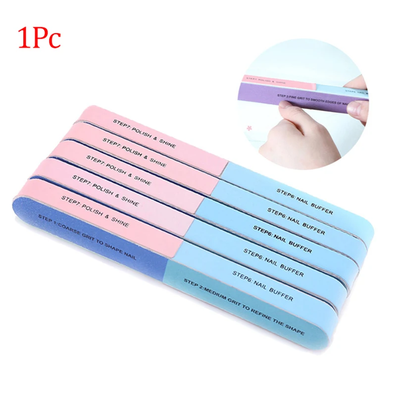 

7 Sided Nail Art Tools Professional Printing UV Gel Polishing Nail Buffer Block Sponge File Manicure Pedicure Sanding Surface