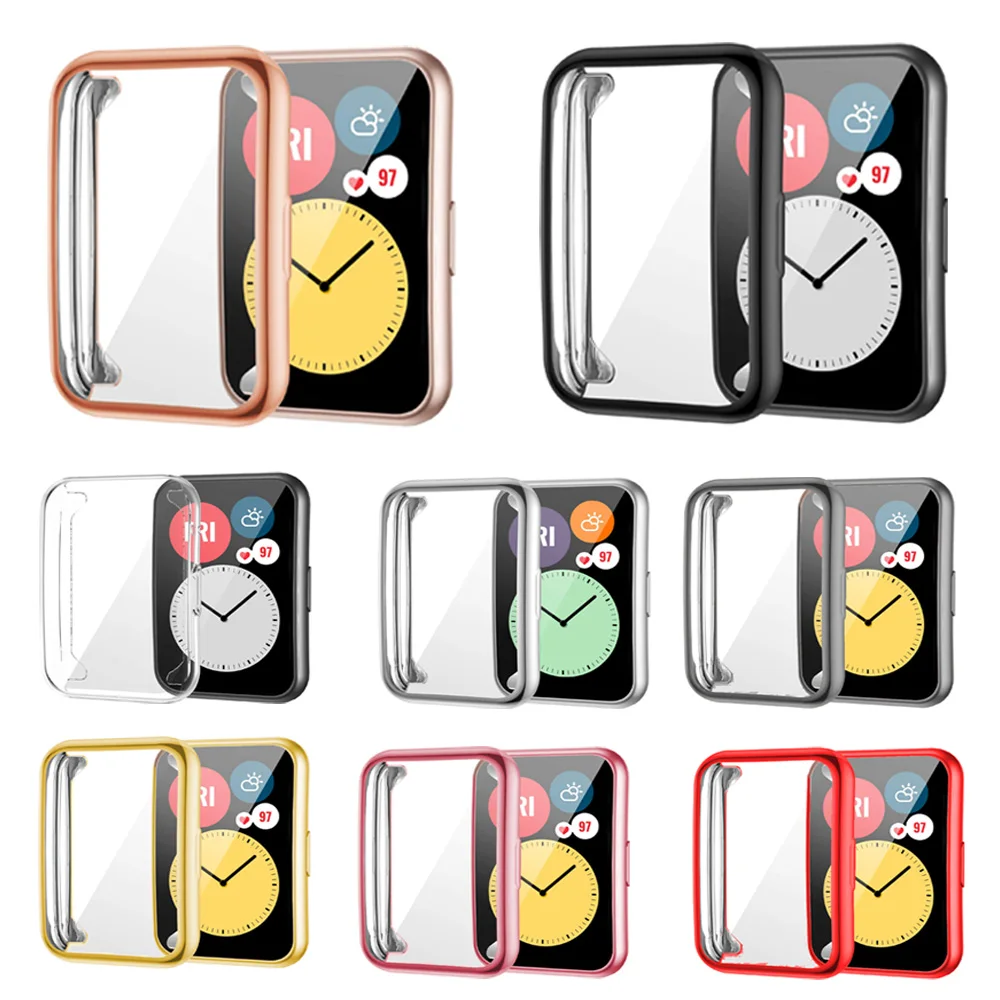 Plated Cover For Huawei Watch fit Case Smartwatch Accessories TPU Bumper All-Around Screen Protector Huawei Watch fit watchcase