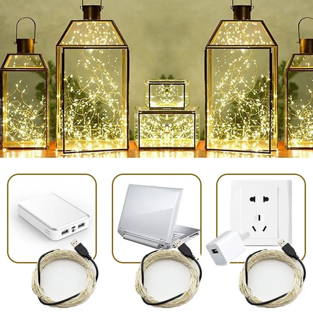 

LED String Light Copper Wire Fariy Light,USB Connector Garland Decoration 1M 2M 3M 4M Wedding Christmas Light Party Lights
