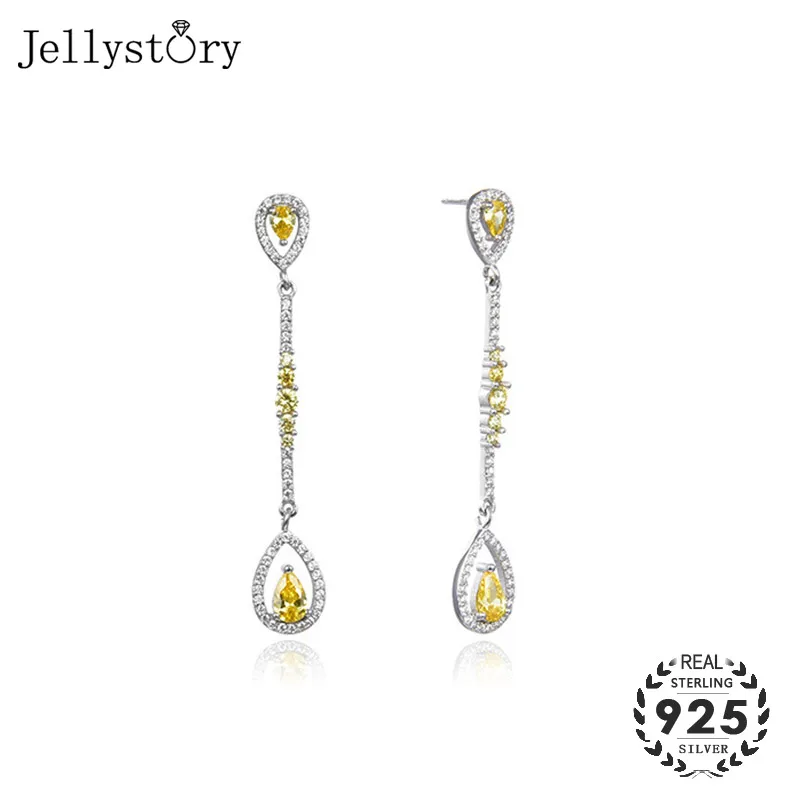 Женские серьги из серебра 925 пробы с цитрином в форме капли воды|Серьги-подвески| |