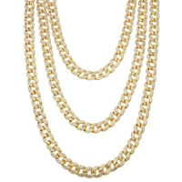 30inch cubic zirconia necklaces cuban link chain mens hip hop gold color necklace women luxury jewelry