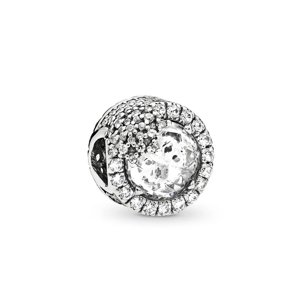 Модная подвеска Стерлинговое Серебро оригинальная 1:1 Сияющие Шарм в виде сердец