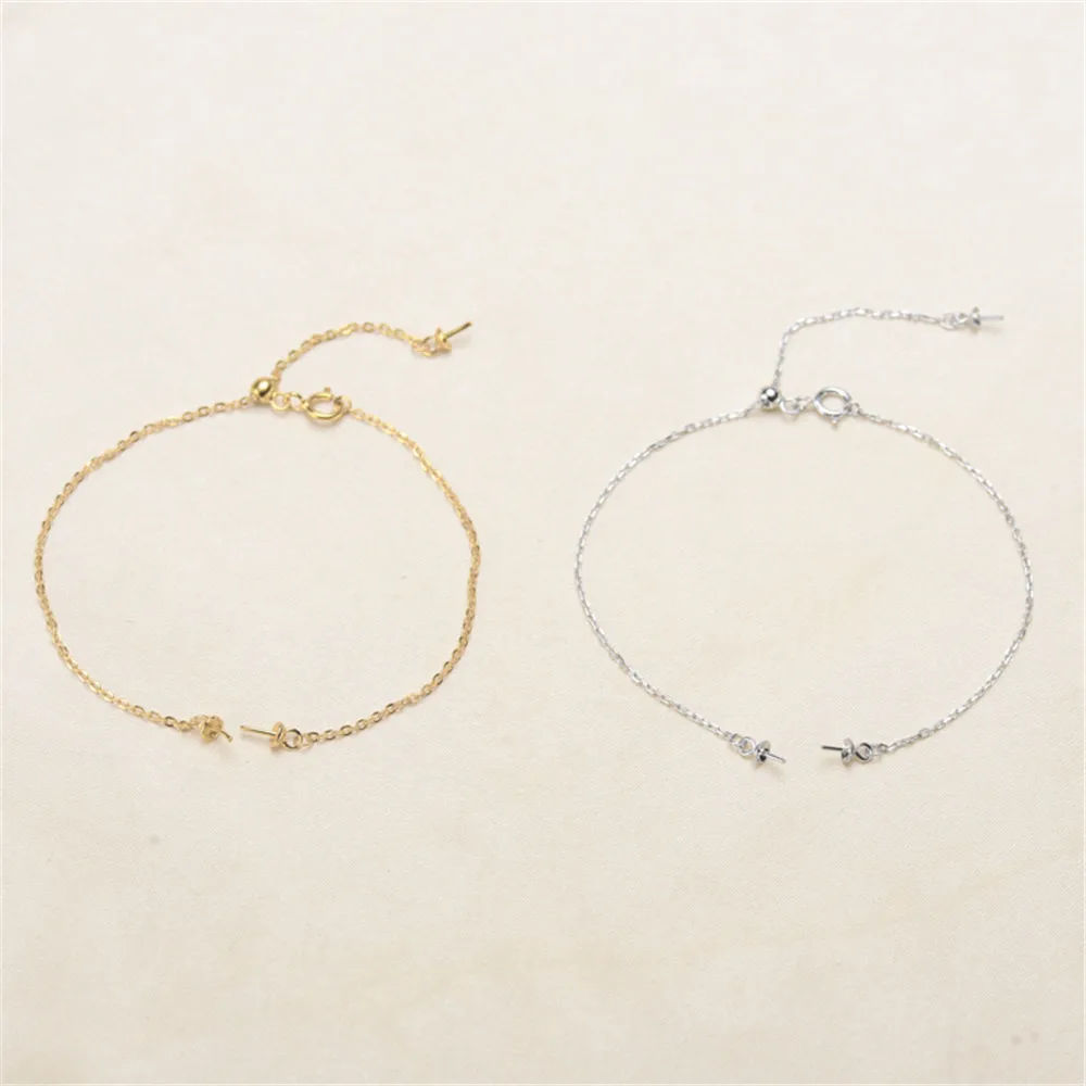 

925 Sterling Silver O-Chain Bangle Bracelets adjustable Circle Open Rings Spring Clasps DIY Bracelets Chains for jewelry making