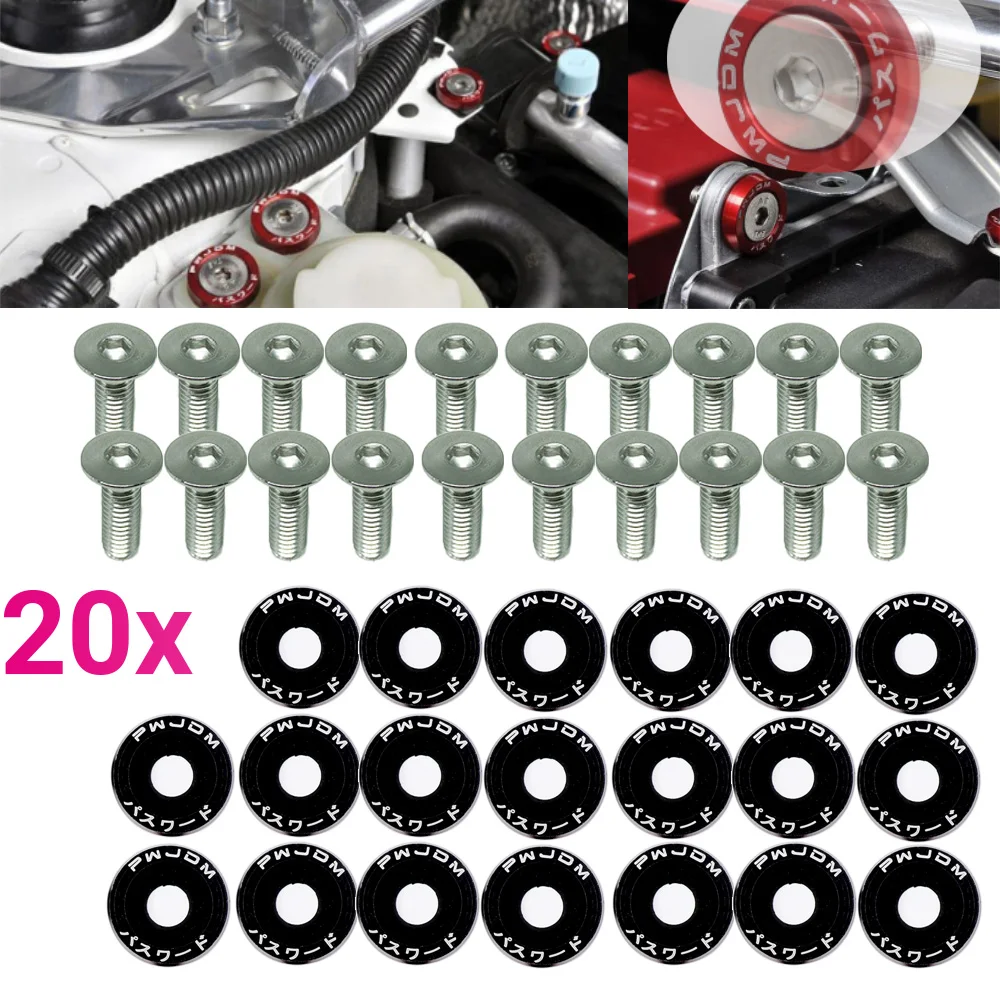 20pcs M6 JDM Car Modified Hex Fasteners Fender Washer Bumper Engine Concave Screws Car-styling | Автомобили и мотоциклы