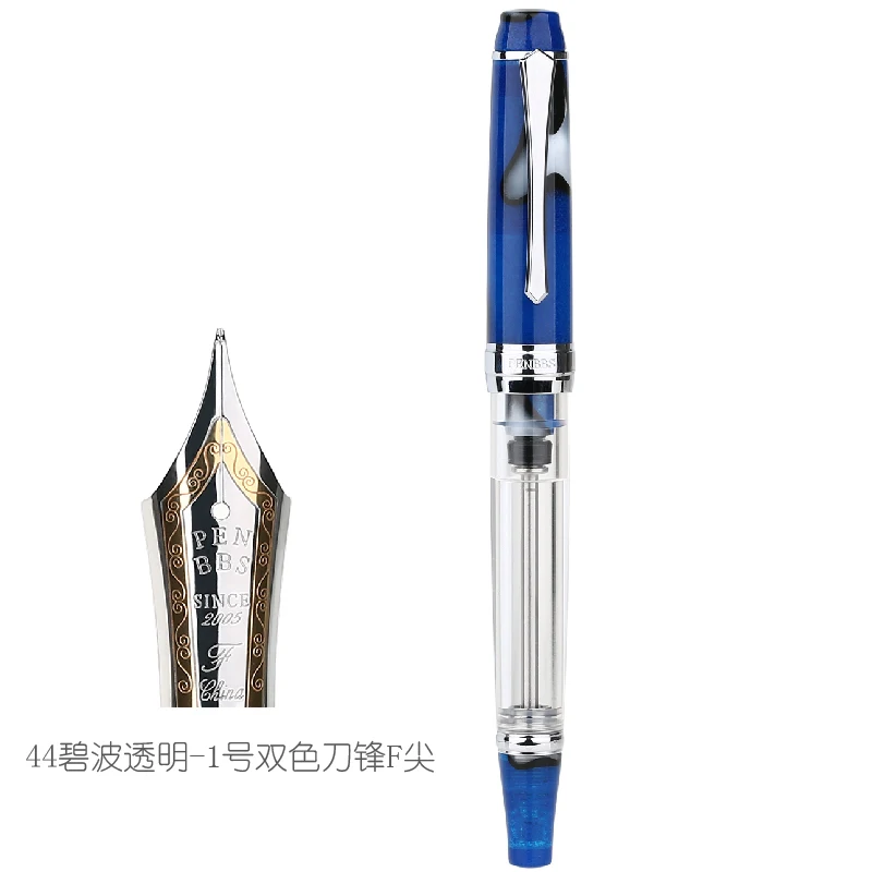 44 bluewave Penbbs 456 полимерная прозрачная качественная авторучка с отрицательным давлением, тонкая ручка 0,5 мм, вакуумное наполнение, подарок для студентов - Цвет: 44 bluewave