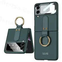 Phone Cover For Samsung Galaxy Z Flip 3 Phone Case Hard PC For Samsung Zflip3 Coque Shell Protective Sleeve with Ring Shockproof