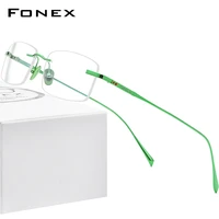 fonex pure titanium glasses frame men rimless prescription square eyeglasses 2021 new luxury women myopia optical eyewear 8562