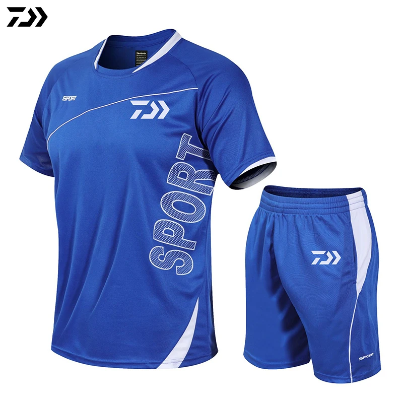 Набор одежды для рыбалки весна лето на открытом воздухе быстросохнущая Лоскутная dawa, рыболовство рубашка и шорты мужские дышащие рыболовные Suirt - Цвет: Синий