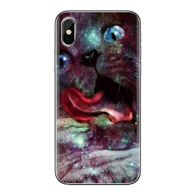 Nebula Space Cat Glasses Hipster TPU Cases For iPhone XS Max XR X 4 4S 5 5S 5C SE 6 6S 7 8 Plus Samsung Galaxy J1 J3 J5 J7 A3 A5 |