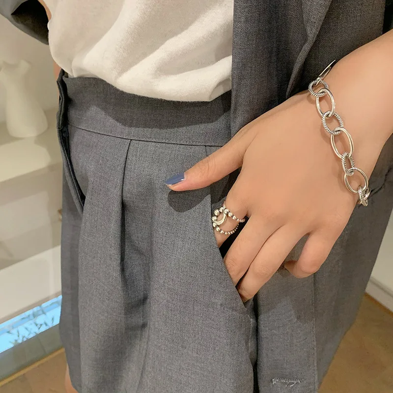 MEYRROYU 925 Sterling Silver Minimalist Style OT Buckle Thick Chain Punk Fashion Ladies Personalized Party Jewelry Decoration | Украшения и