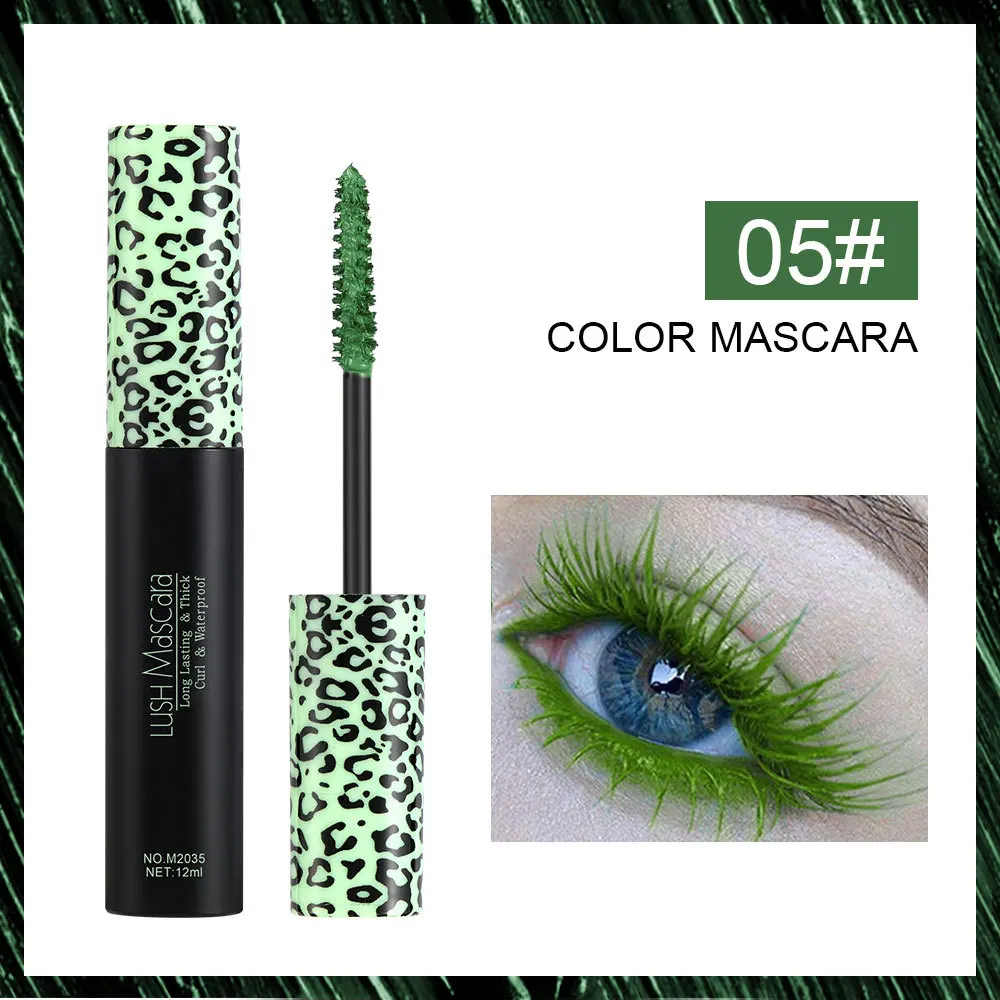 5 Colors Waterproof 3D Mascara Black Blue Purple Coffee Green Quick Dry Eyelashes Mascara Long Lasting Eyes Cosmetic Makeup images - 6