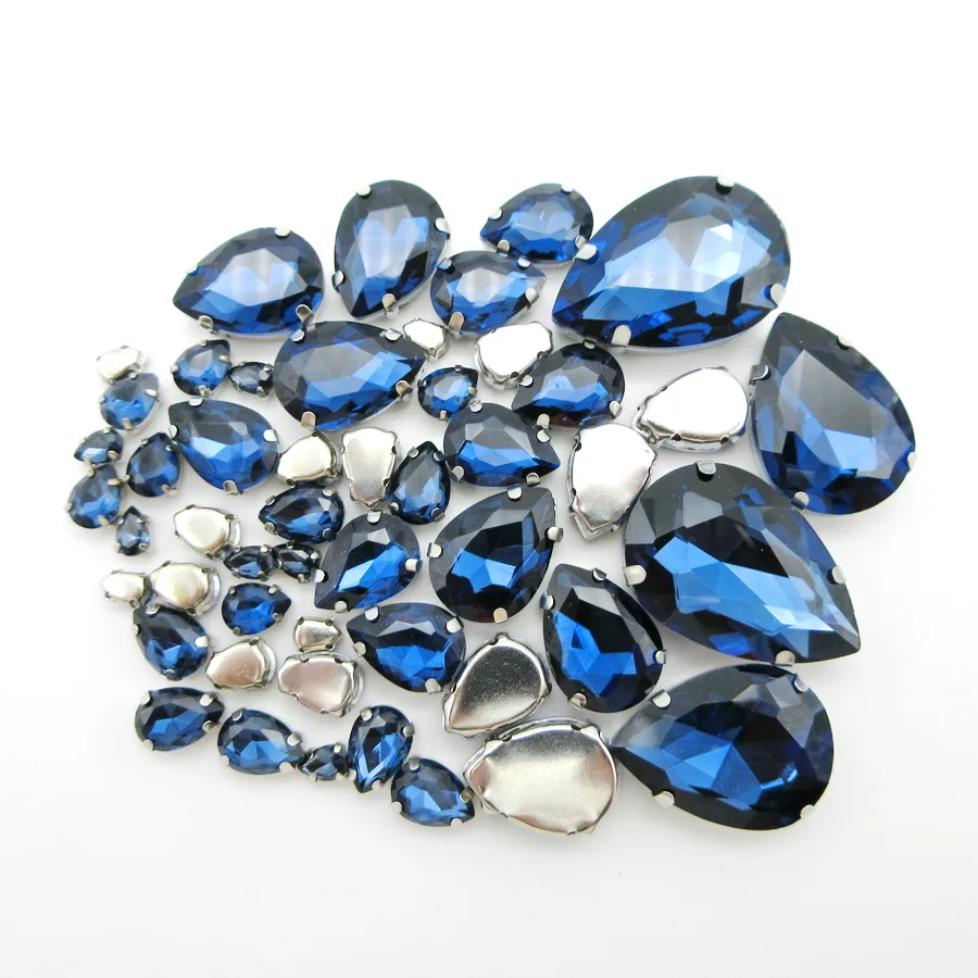 Монтана Кристалл strass микс Каплевидная форма 7 размеров Серебряный Коготь flatback