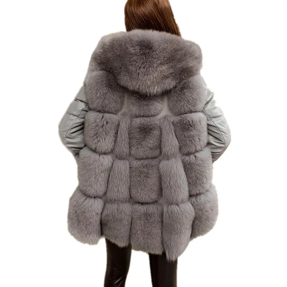 Женское зимнее пальто верхняя одежда из искусственной кожи съемные рукава