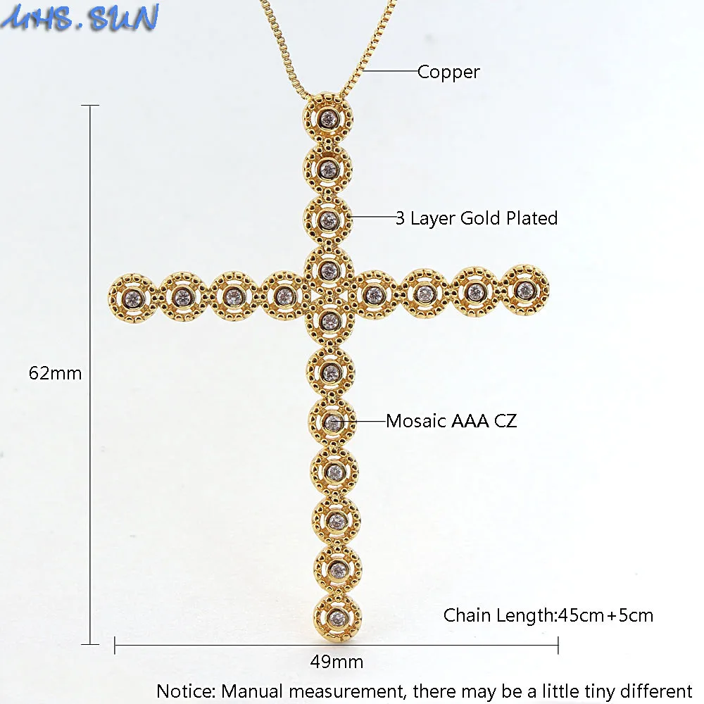 Модное ожерелье MHS.SUN с большим крестом женское подвесками роскошные украшения