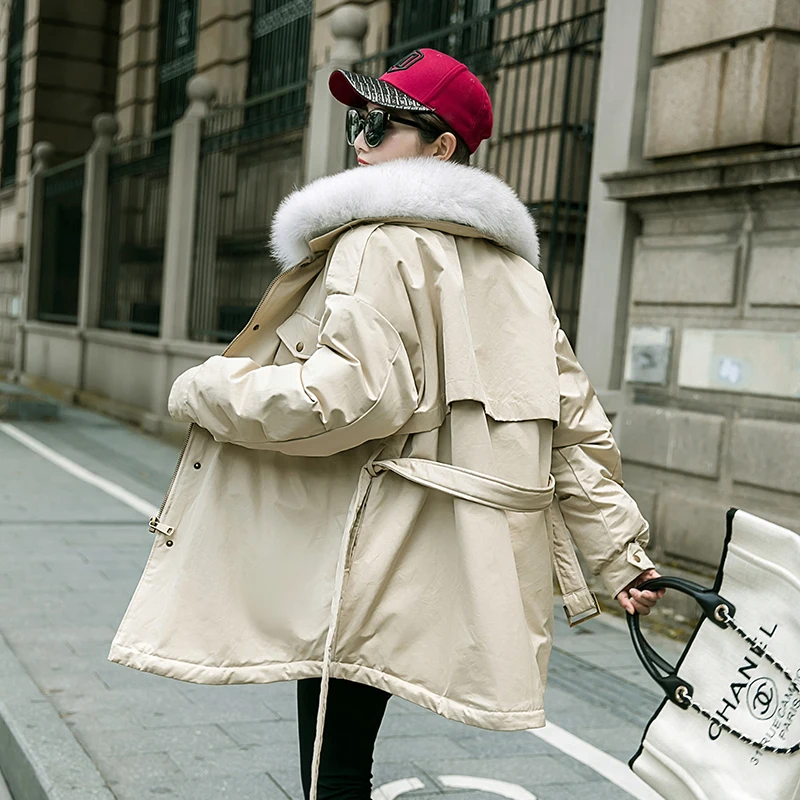 Fitaylor новинка зимние куртки для женщин большой натуральный меховой воротник