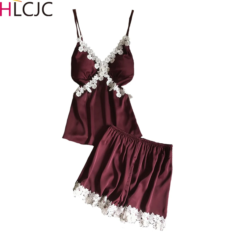 2020 женские пижамные комплекты с шортами сексуальные сатиновые цветочные