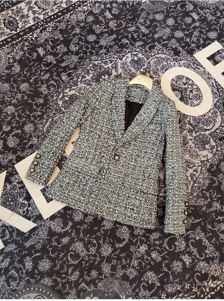 

Good Quality Women Fashion Runway Single Button Plaid Coats 2020 Autumn Winter Womans Thicken Warm Slim Jacket Coat