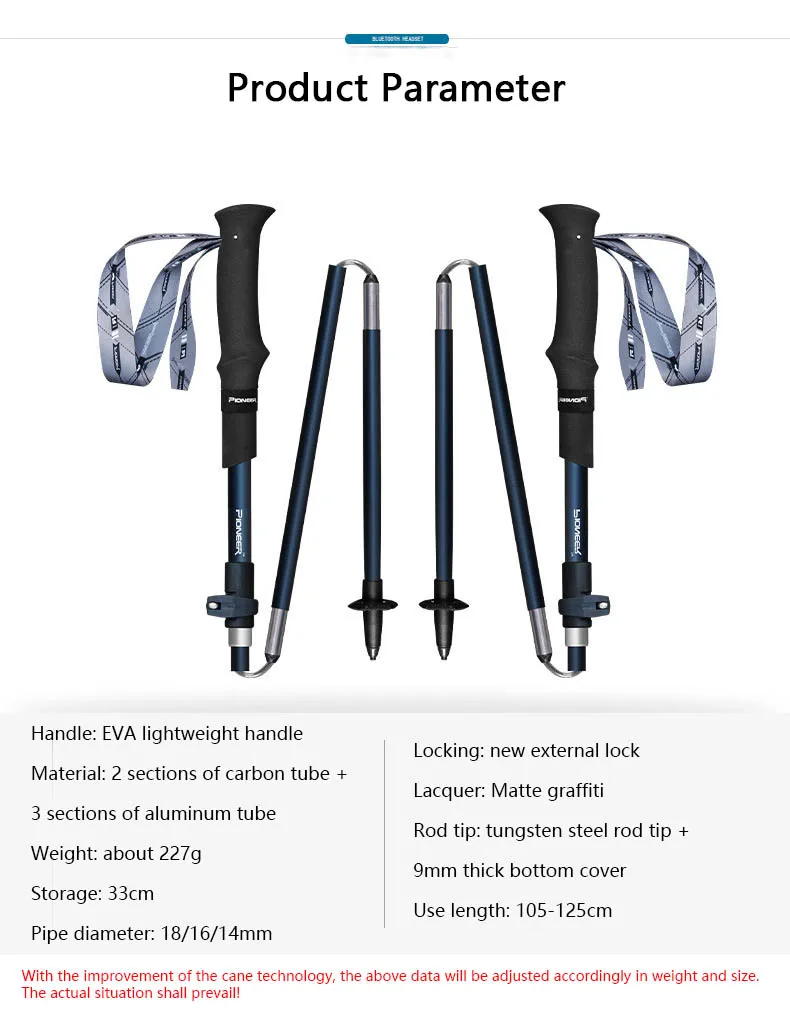 Satin Al Hafif Yürüyüş çubukları Beş Bölüm Katlanır Dış Kilit Teleskopik Karbon Fiber Baston Açık Tırmanma Yürüyüş Baston