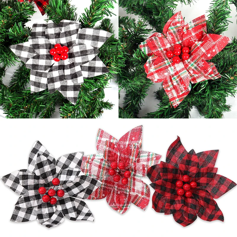 

New Christmas Tree Decoration Flowers Fabric Christmas Tree Decoration Flower Ornaments Home Christmas Tree Decoration Flowers