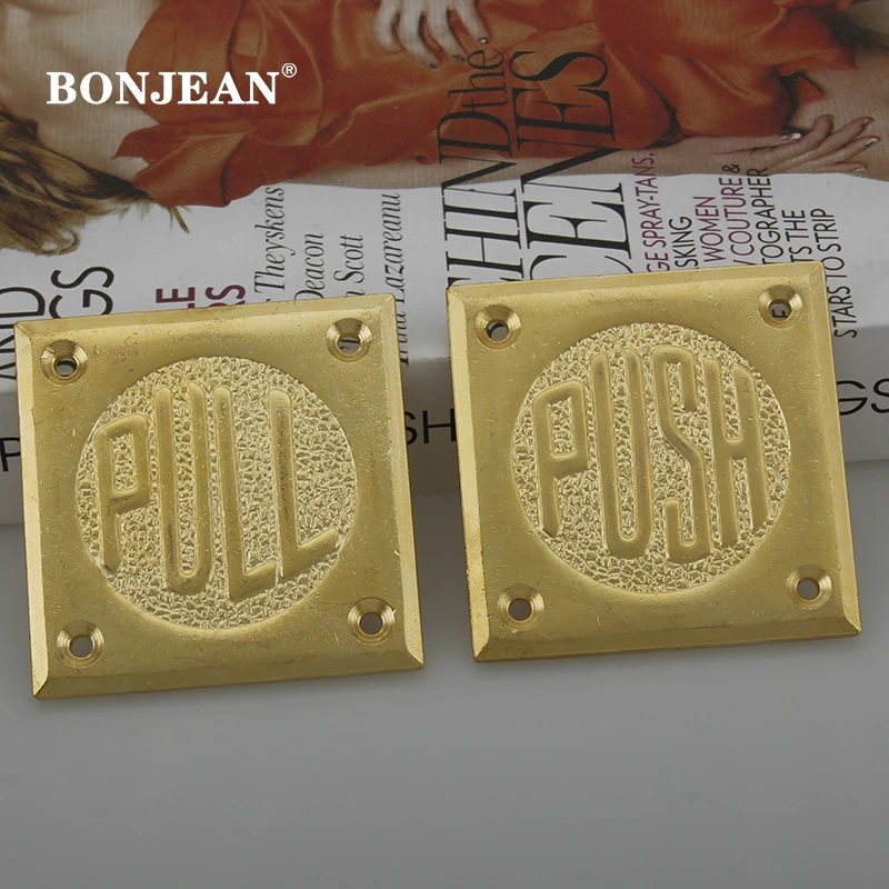 

S30 Bonjean Creative Solid Brass Door Push-pull Sign Guide Sign Cafe Bar Door Decoration Retro Sign Home Hardware Accessories