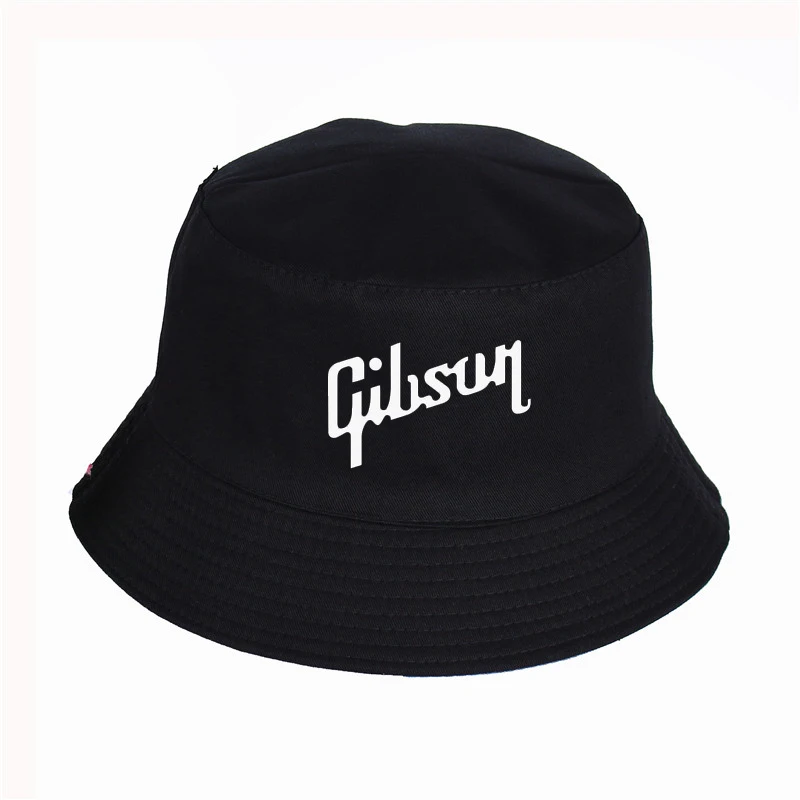 

2019 new Gibson logo print Print Mens Womens Panama Bucket Hat High Quality novel Cap Summer Cap Sun Visor Fishing Fisherman Hat