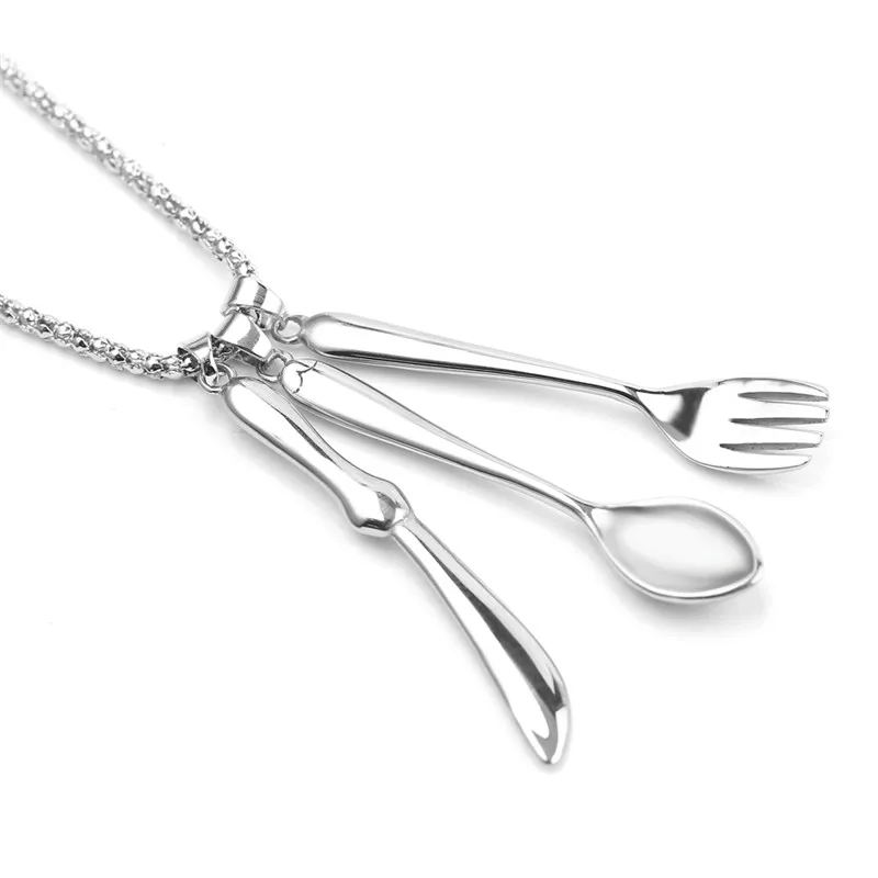3 шт. столовые приборы ожерелья нож вилка и кулон ложка Ожерелье Bijoux Винтажный