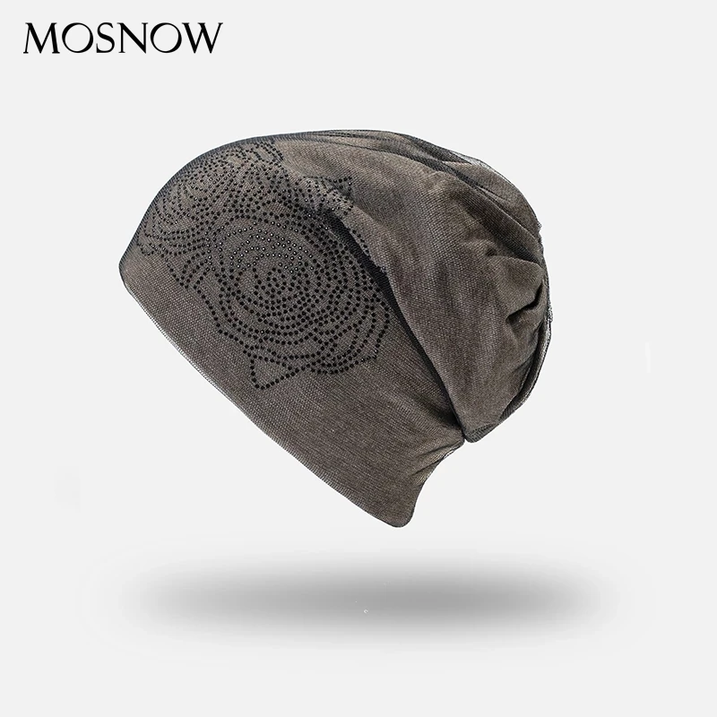 Новый &quotконский хвост&quot шапки бини для женщин зимняя шапка с сеткой и стразы