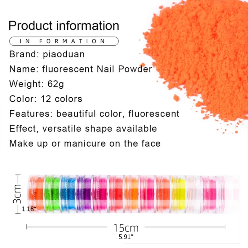

12Pcs Resin Bright Fluorescent UV Pigment Powder Black Light Reactive Luminous Resin Pigment Kit Jewerly Making