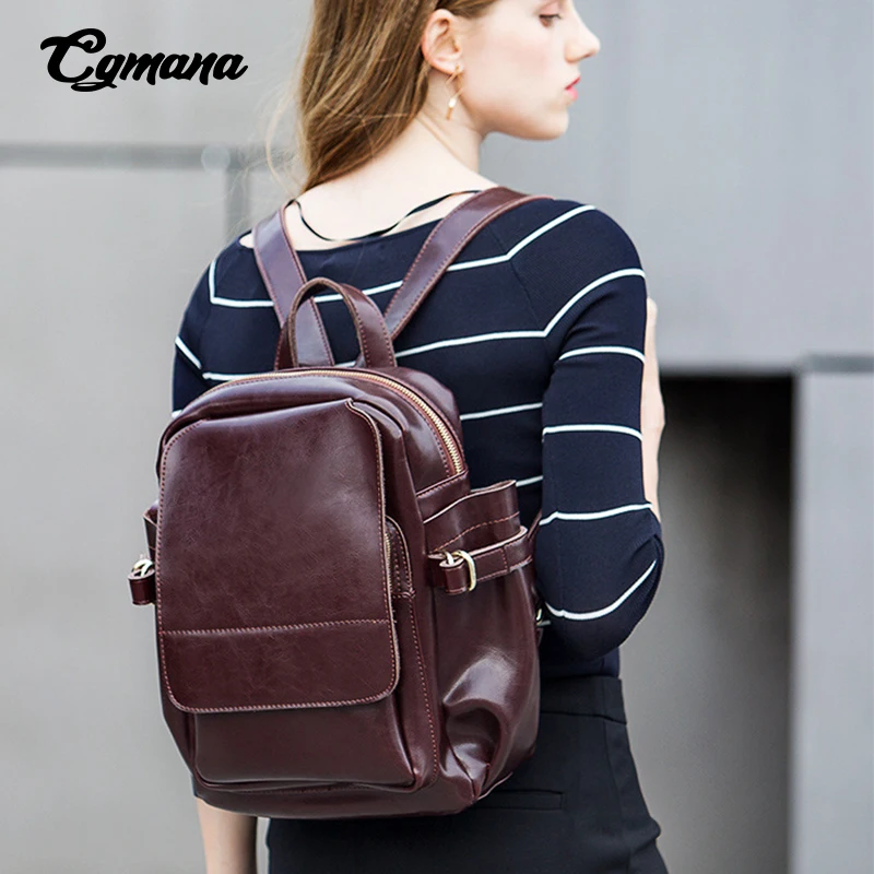 Винтажный женский рюкзак из натуральной кожи ранец для девочек подростков