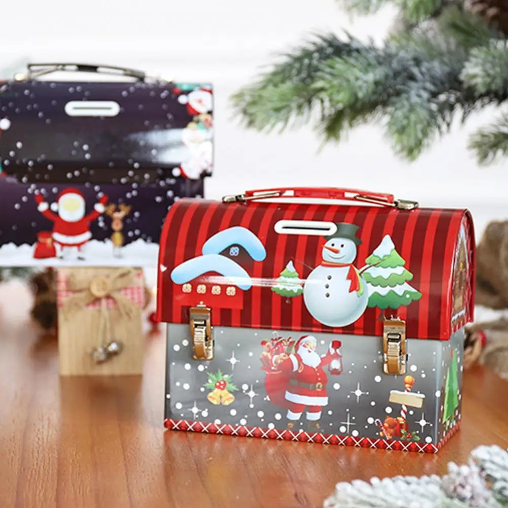

Portable Excellent Xmas Gifts Storage Box Tinplate Gift Box with Handle for Children