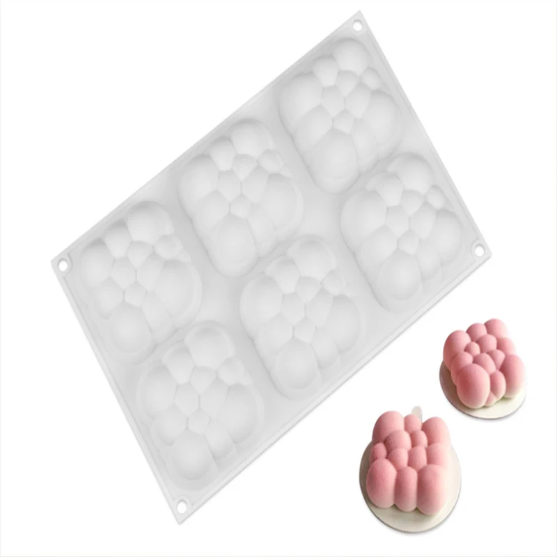 

6-cavity Clouds Silicone Cake Mold for Baking Pastry Molds Non-stick Desserts Moulds 3D Bubble Mousse type DIY Baking Tools
