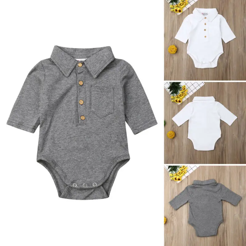 Pudcoco Baby Boys Clothes Formal Cotton Bodysuit Half Sleeve Buttons Up Shirts Summer Toddler Infant One Piece Outfits 1-2Y |