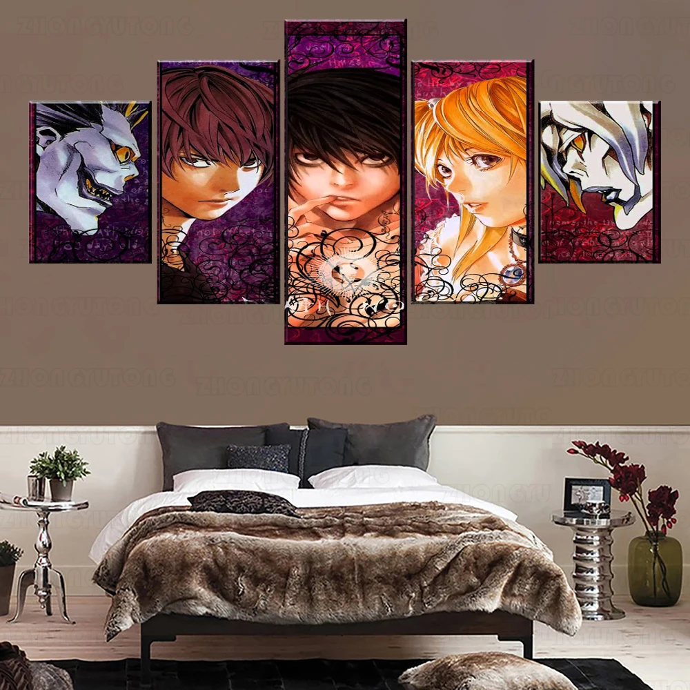 Настенные картины на холсте для гостиной 5 шт. основной персонаж из Death Note картина