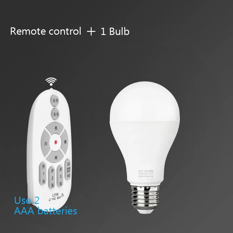 

Светодиодсветодиодный лампа с регулируемой яркостью E27, 6 Вт, умная лампа 9 Вт, 12 Вт, лампочка с дистанционным управлением 85-265 в для дома