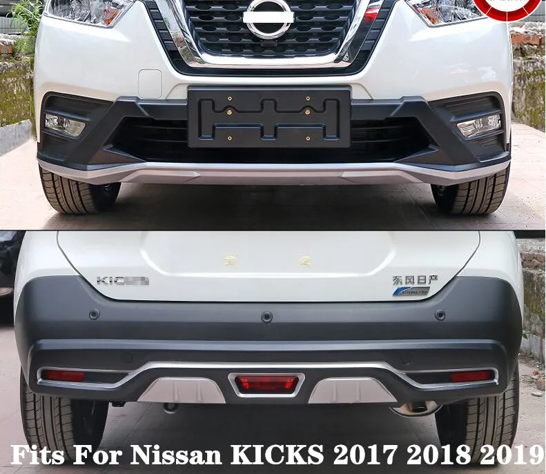 

ABS Car Front Rear Bumper Protector Guard Skid Plate Fits For Nissan KICKS 2017 2018 2019
