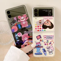 z flip 3 case cute cartoon cases for samsung z flip 3 5g flip3 korea printed clear hard pc phone cover for galaxy z flip 3 cases