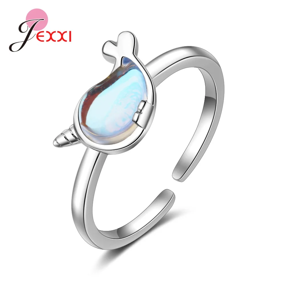 

New Fashion 925 Sterling Silver Cute Whale Rings for Women Finger Ring Cubic Zirconia Engagement Ring Jewelry
