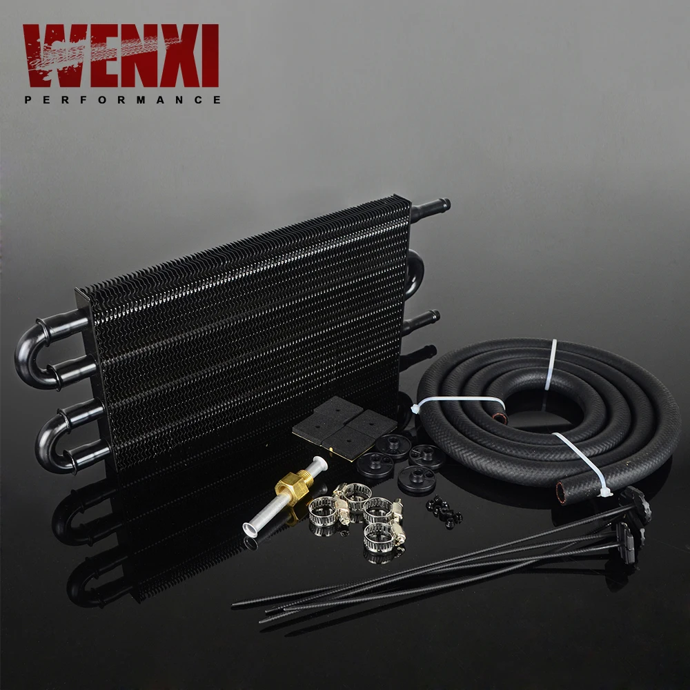 

4 Row 250*127*19 Car Cooling System Radiator AT/MT Transmission Oil Cooler Kit Universal Aluminum Black Silver