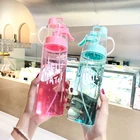 Спортивная бутылка для воды, чашка-распылитель с соломинкой, пластиковая круглая летняя чашка, шейкер для альпинизма, велосипеда на открытом воздухе, милая бутылка для напитков