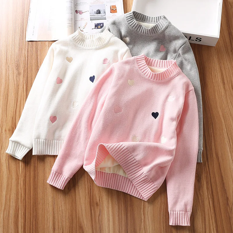 Плотный свитер для девочек зимняя одежда теплый весенний вязаный с длинными