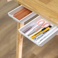 self adhesive under desk drawer organizer desktop sundries storage box hidden table pencil tray organizer